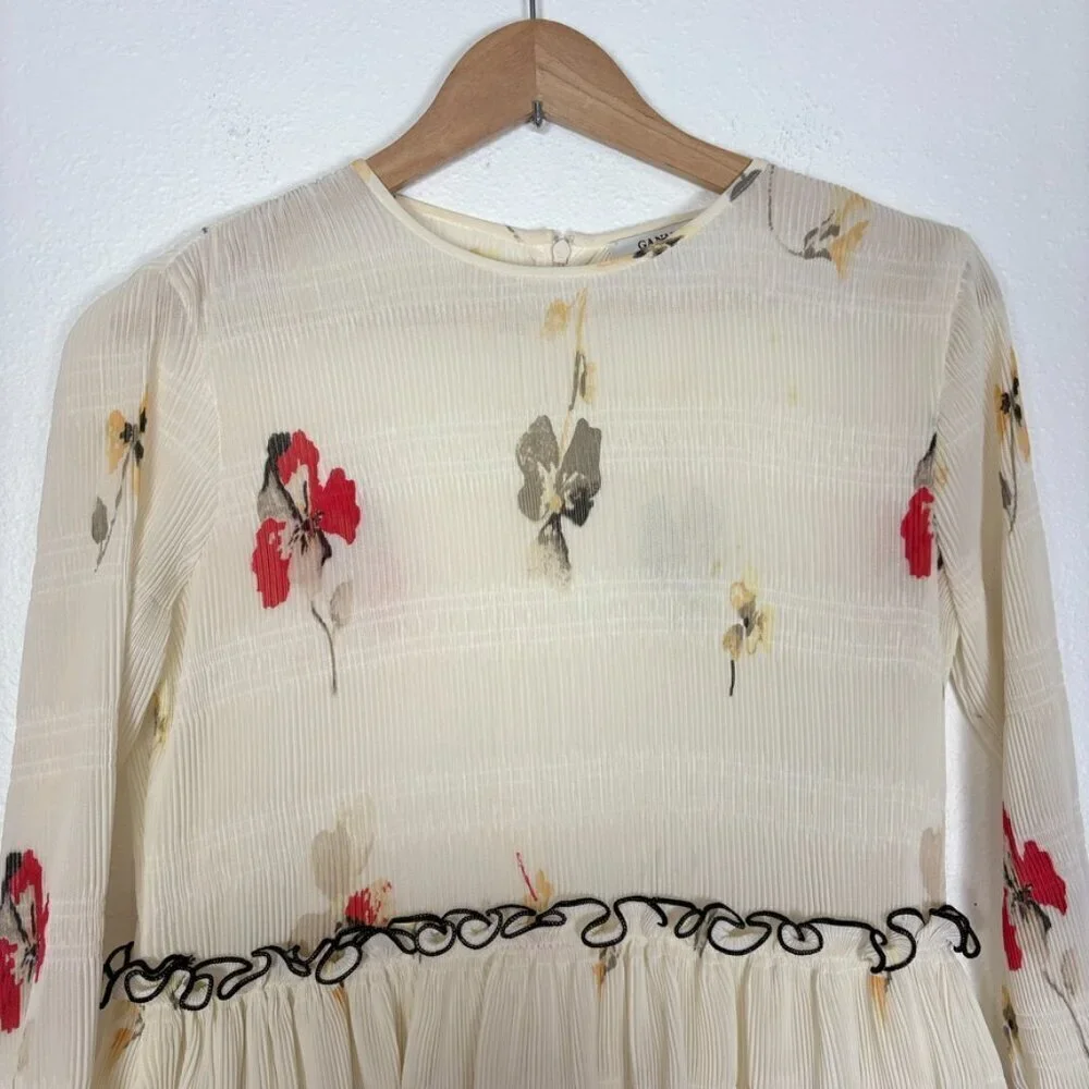 GANNI Size: 34 US Size: 2 Style 1729 Lowell Floral Print Tiered Mini Dress - Picture 7 of 15